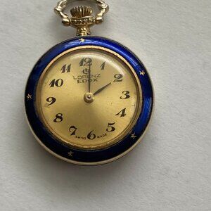 Vintage Edox Lorenz Ladies Pocket Watch Enamel Gold Plated